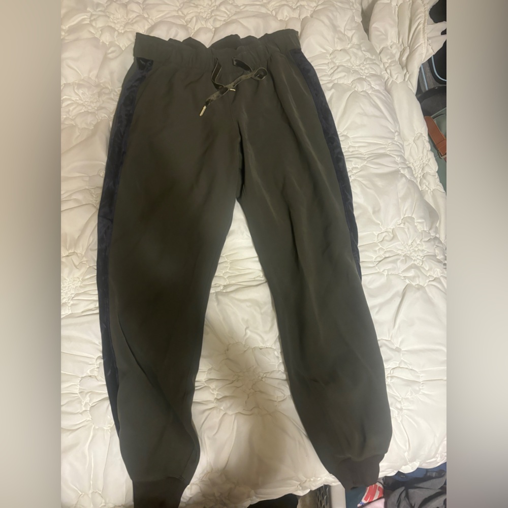 Lululemon Olive Green Jogger Pants with Black Velvet Trim